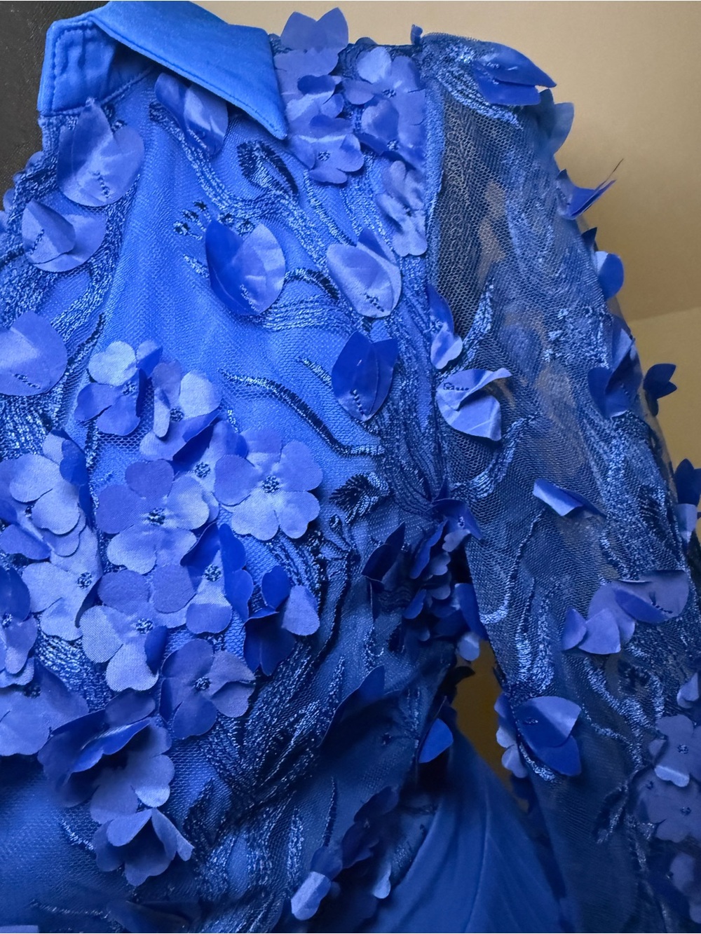 Chicme  Royal Blue Floral Appliqué Wide-Leg Jumpsuit - Picture 10 of 15